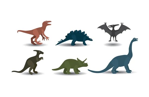 Colección vectorial de dinosaurios sobre fondo blanco — Vector de stock