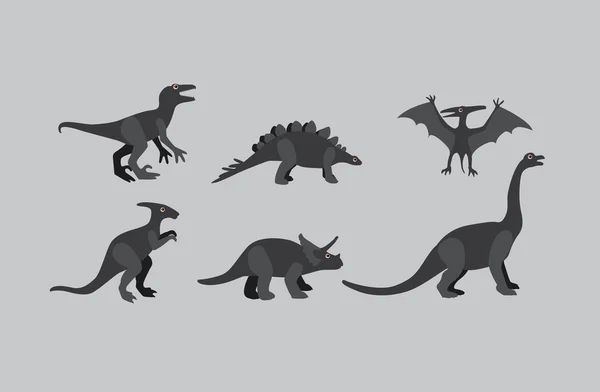 Векторна колекція сірих динозаврів — стоковий вектор