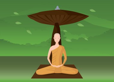 monk meditation in the forest