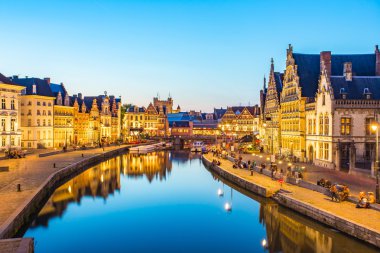 Ghent kanalı Belçika'nın Panorama görünüm