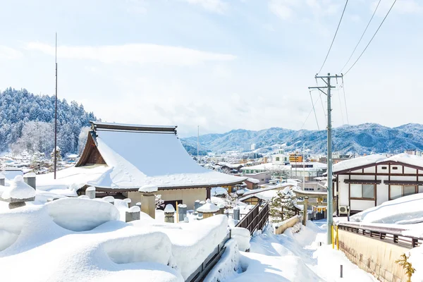 Zima w Takayama starożytne miasto w Japonii — Zdjęcie stockowe