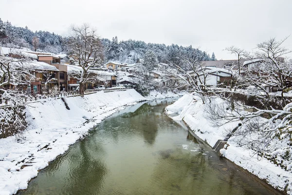 Zima v Takayama starobylé město v Japonsku — Stock fotografie