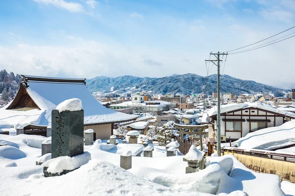 Vinter i Takayama gamle by i Japan - Stock-foto