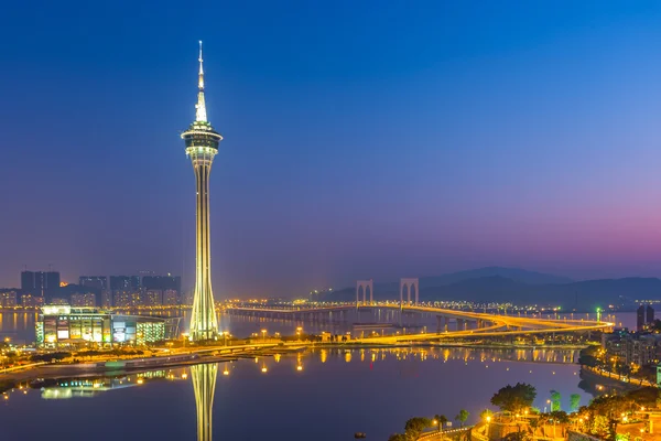 Skyline da cidade de Macau à noite na China — Fotografia de Stock