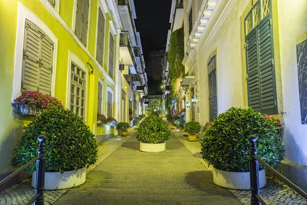 Utsikt över Macau gatan på natten — Stockfoto