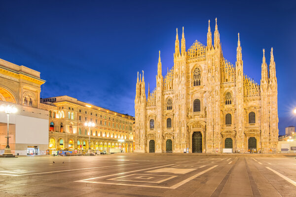 Night at the Duomo of Milan Cathedral in Italy