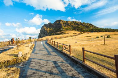 Görünümünü Seongsan Ilchulbong dağ Jeju Adası, Güney Kore