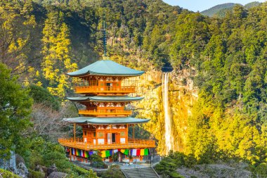 Üç katlı pagoda Wakayama ili Nachi Falls'ta ile, 
