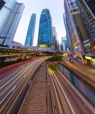 Çin Hong Kong şehrinin sokak görünümü