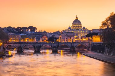 Sunset view of the Vatican city state clipart
