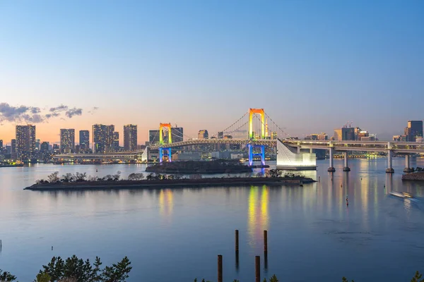 Tokio Baai Nachts Met Uitzicht Rainbow Bridge Tokio Stad Japan — Stockfoto