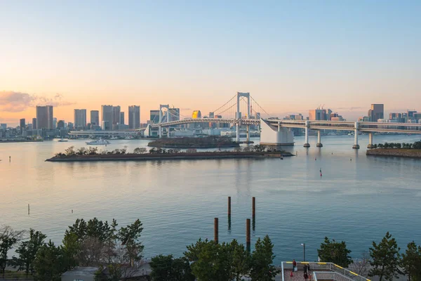 Vista Pôr Sol Odaiba Cidade Tóquio Japão — Fotografia de Stock