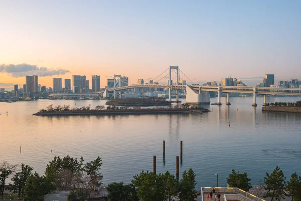 Vista Del Atardecer Odaiba Ciudad Tokio Japón — Foto de Stock
