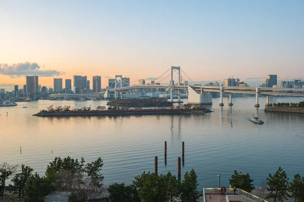 Panorama Uitzicht Tokyo Bay Bij Zonsondergang Tokio Stad Japan — Stockfoto