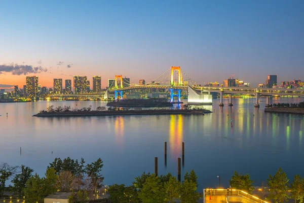 Panoramisch Uitzicht Baai Van Tokio Nachts Tokio Stad Japan — Stockfoto