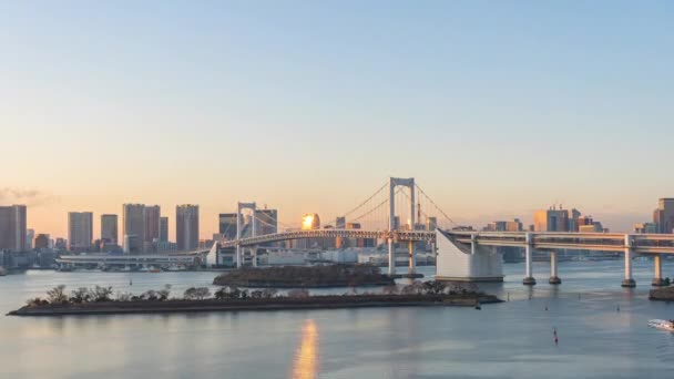 东京城市天际线与地标建筑的日落时分 — 图库视频影像