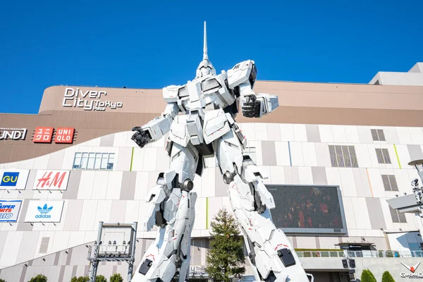 Tokyo Japon Janvier 2020 Unicorn Gundam Devant Diver City Tokyo Images De Stock Libres De Droits