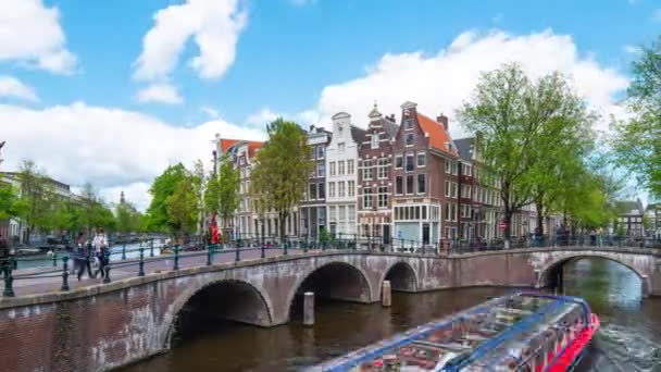 Edificios Antiguos Holandeses Con Horizonte Ciudad Amsterdam Holanda — Vídeos de Stock