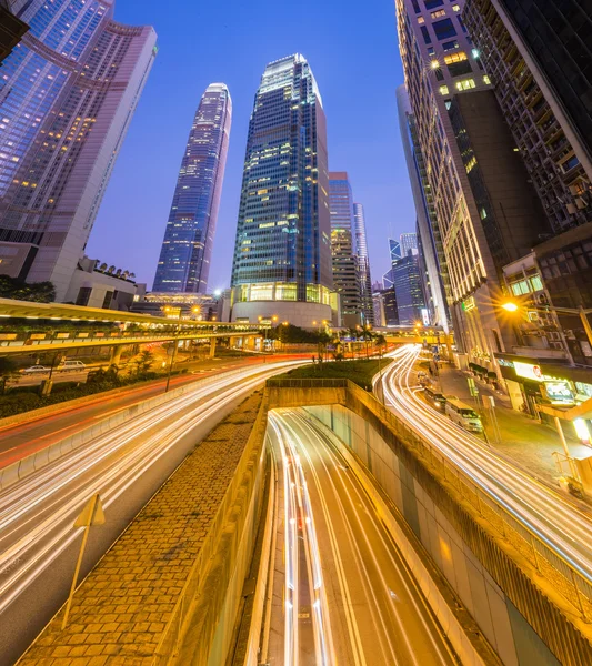 The central district landmark of Hong Kong with the IFC tower. — Stock Photo, Image