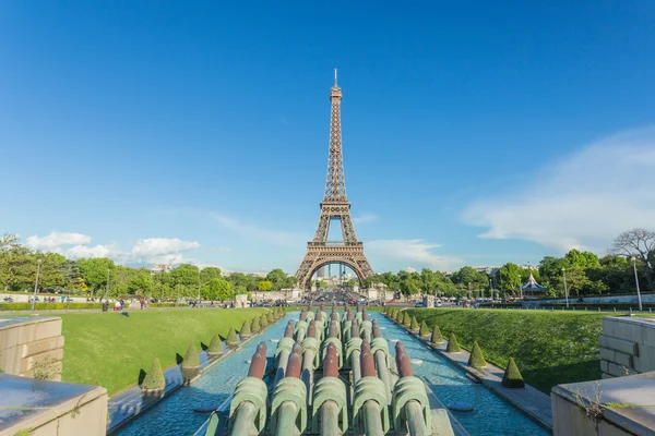 Eiffel-torony, a Trocadero Paris nézetben — Stock Fotó