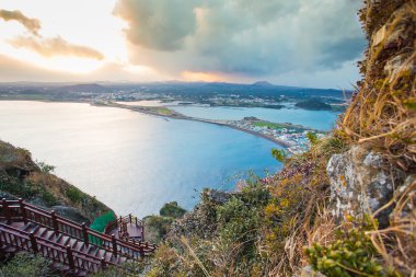 Songsan Ilchulbong bakış Jeju Adası, Güney Kore.