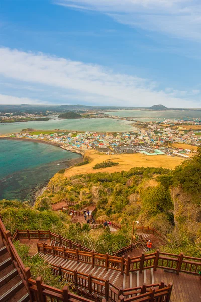 Songsan Ilchulbong ponto de vista na ilha de Jeju, Coreia do Sul . — Fotografia de Stock