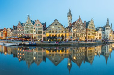 ghent Belçika Ortaçağ kenti Panorama görünümünü