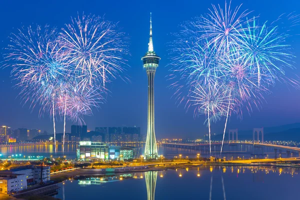 Fireworks in Macau City, China Стокове Фото