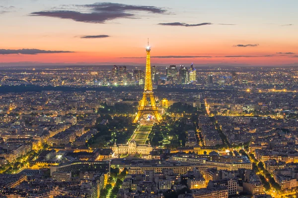 Skyline di Parigi di notte in Francia — Foto Stock