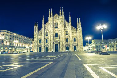 Duomo Milan Katedrali İtalya vintage filtreli