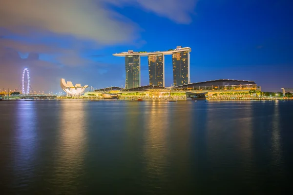 Singapore skyline and Merlion at twilight Stock Image