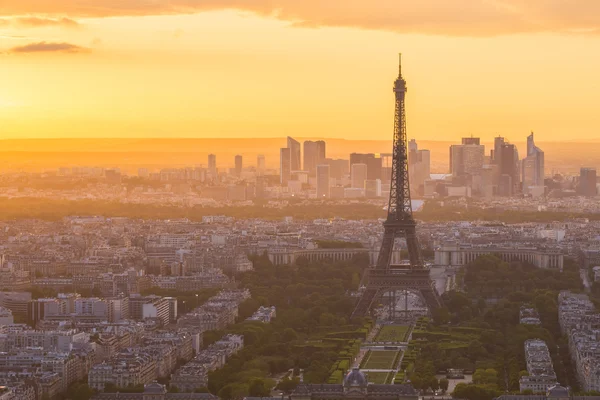 The sunset at Paris city with Eiffel Tower in France