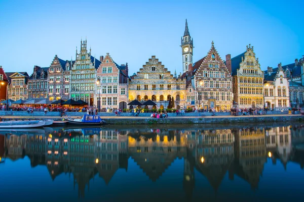 The twilight of Ghent in Belgium — Stock Photo, Image