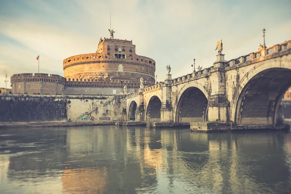 Sant'Angelo castle in Rome, Italy with vintage filter — Stock Photo, Image