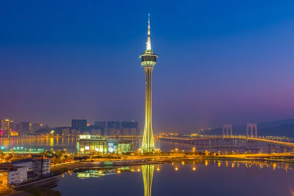 Cityscape da Torre de Macau à noite na China — Fotografia de Stock