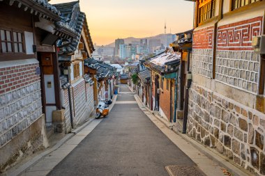 Bukchon Hanok tarihi bölgesinde Seoul, Güney Kore
