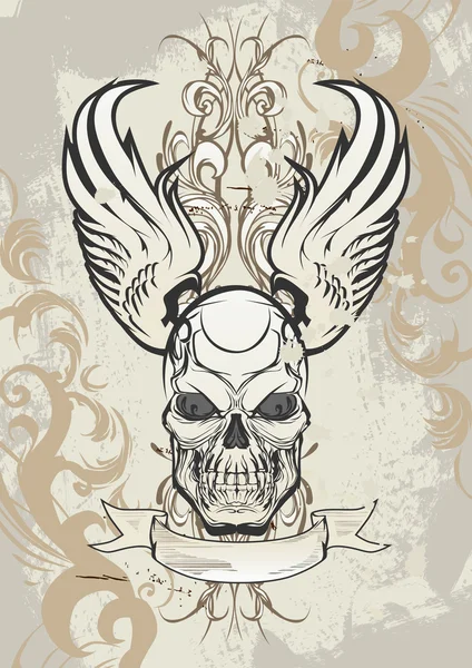 Winged Skull — Stock Vector