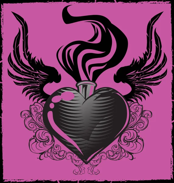 Τατουάζ των Wingwd καρδιά — Διανυσματικό Αρχείο