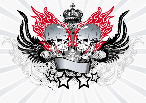 Winged Skull embleem — Stockvector