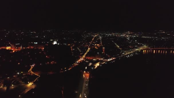 Drone aérien de nuit Kiev. Embauche la nuit — Video