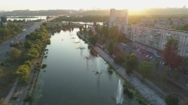 Ukrayna 'nın Kiev kentindeki Rusanivka bölgesinin hava aracı görüntüleri. 