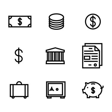 Banknote, penny, bank ve daha fazlası, vektör illüstrasyonu