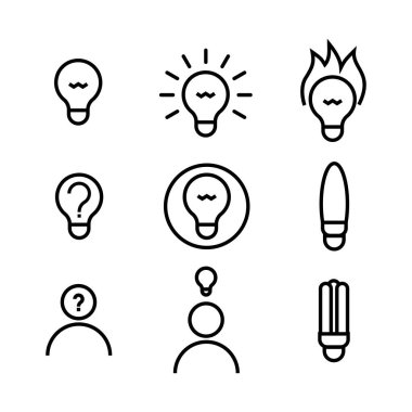 Farklı ampuller kümesi, vektör illüstrasyonu