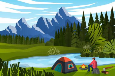 Bir karavanla kamp yapmak.