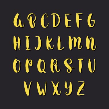 elle çizilmiş vektör alfabesi