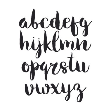 elle çizilmiş vektör alfabesi