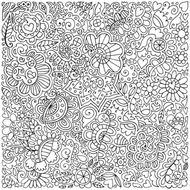 çiçek doodle desen