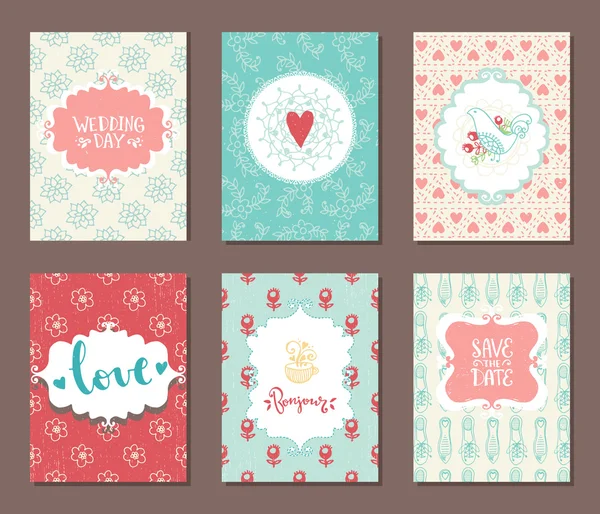 Romantic vintage cards collection — Stock Vector