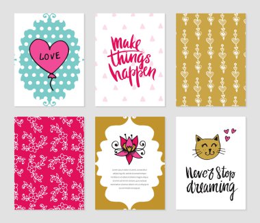 Romantik kartları koleksiyonu.