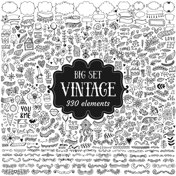 Big set of vintage elements. — Stock Vector